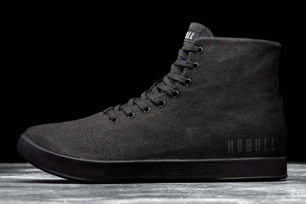 NOBULL Men's High-Top Canvas Training Shoes - Black - Ireland (9207COHAR)